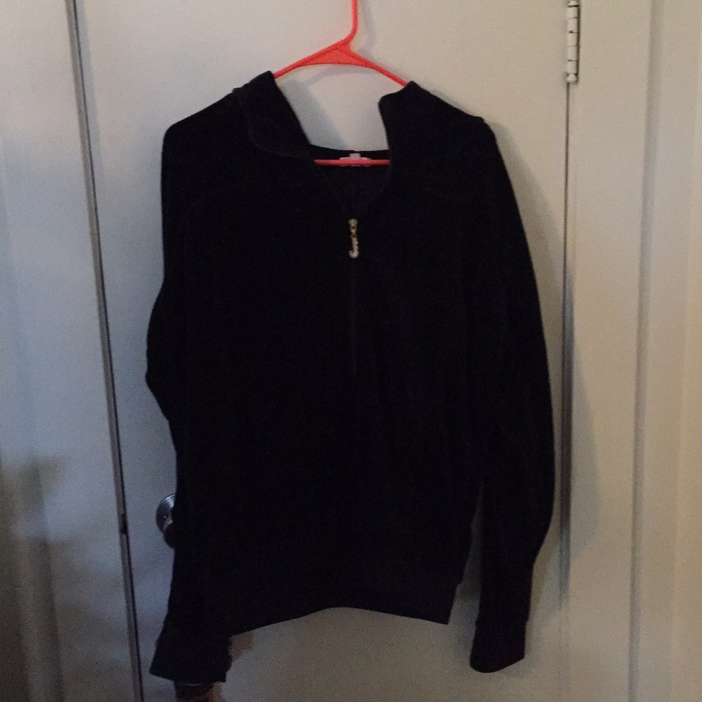 Black velour juicy couture zip up XL
